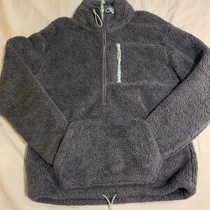 PINK Victorias secret Sherpa teddy half zip Gray can